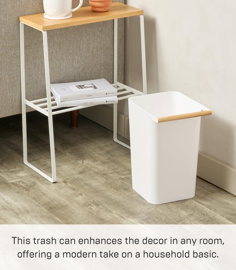 YAMAZAKI Home Como Como Modern Slim Square Trash Can Garbage Waste Basket for Bathroom Kitchen - Abs Plastic - Image 2